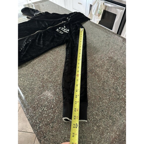 Y2K BCBG MaxAzria Black Velour beaded Track Jacket Sz M  2000s Mcbling - Picture 9 of 13